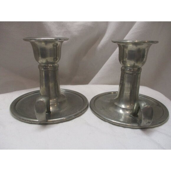Everlast Pewter Candle Holders Vintage Hand crafted early American silver - Picture 8 of 9